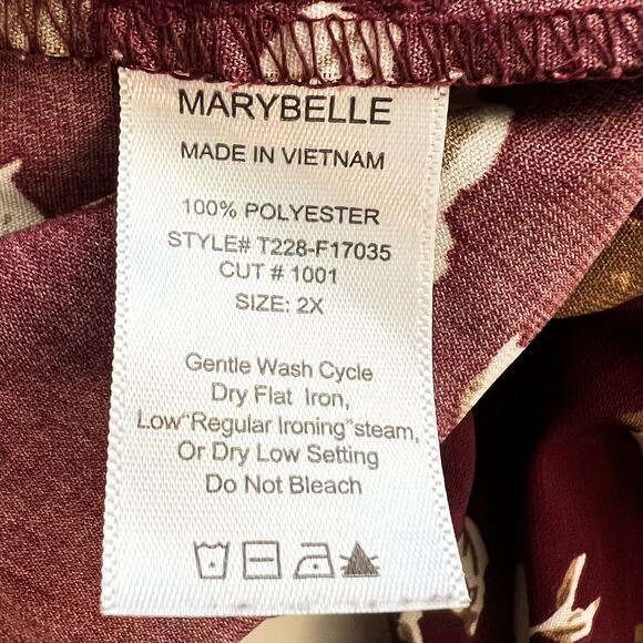 Marybelle Top Womens 2X Dark Floral Plus Size Popover Burgundy Boho Office Work - Picture 7 of 7